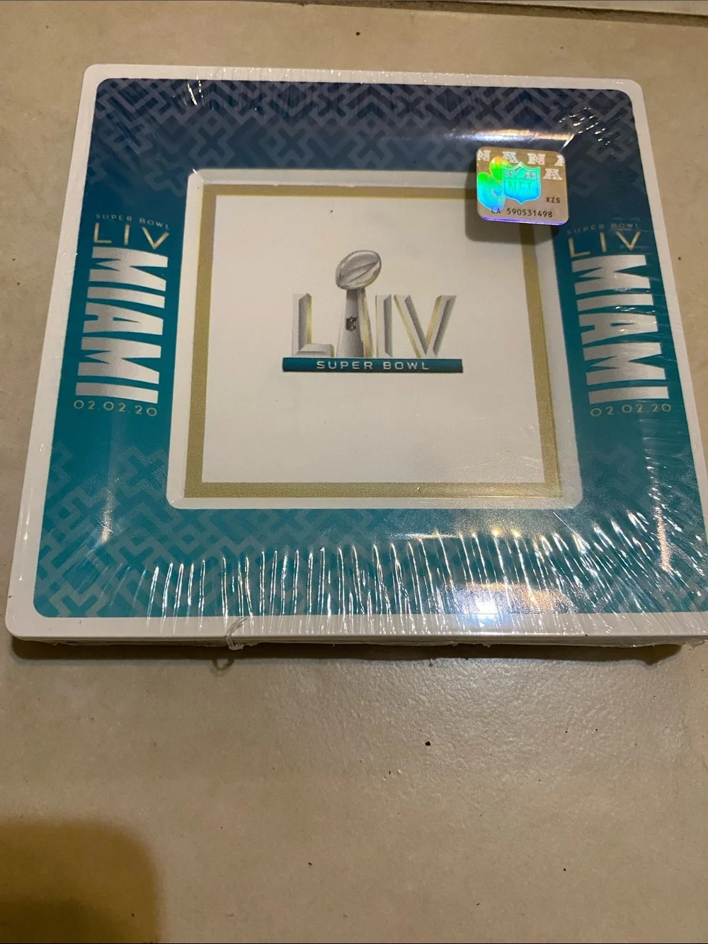 Super Bowl LIV Party Plates - Teal and White